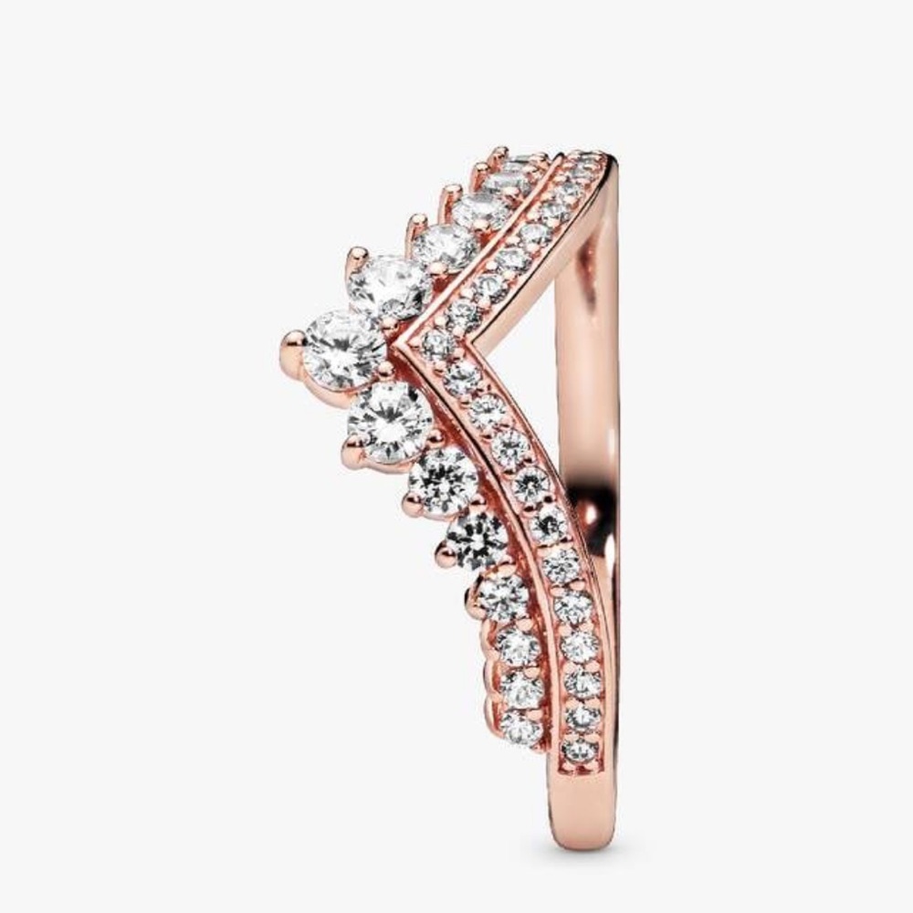 Pandora Princess Wishbone Ring 14k Rose Gold Plating - Picture 4 of 7